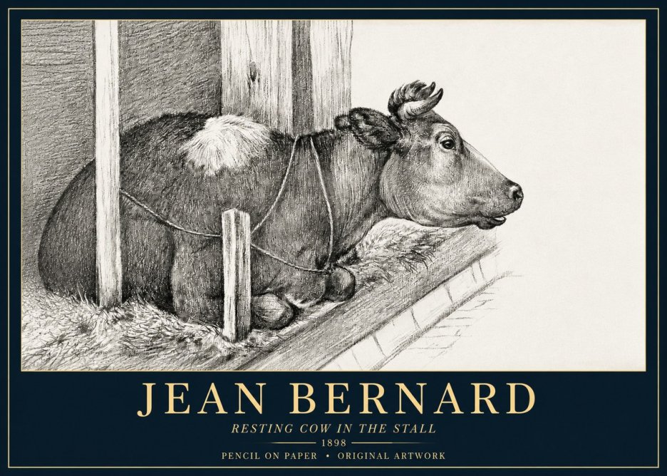 Jean Bernard Resting Cow in the Stall II No3 - Plakat