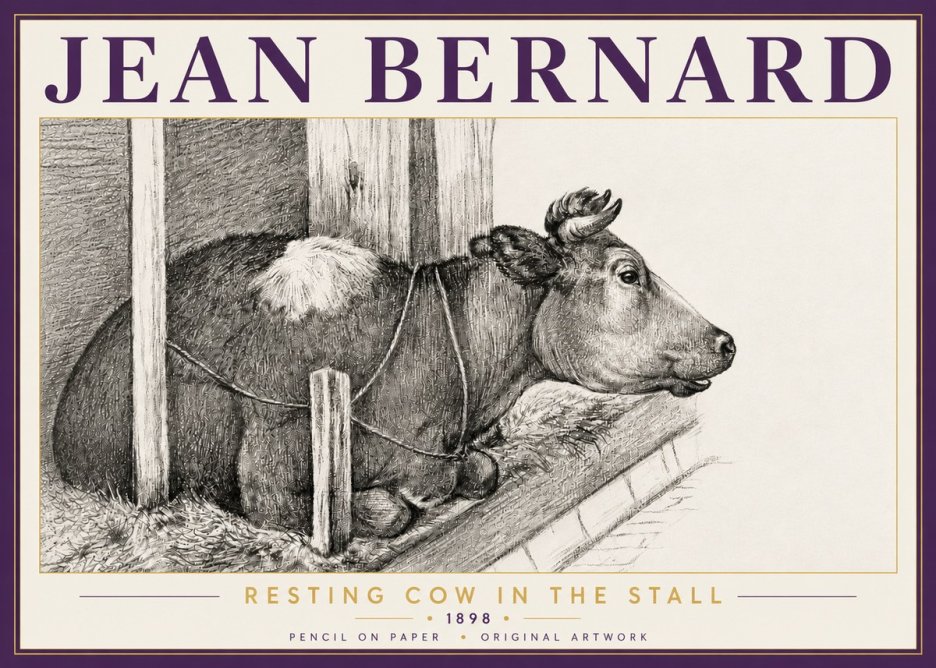 Jean Bernard Resting Cow in the Stall II No5 - Plakat