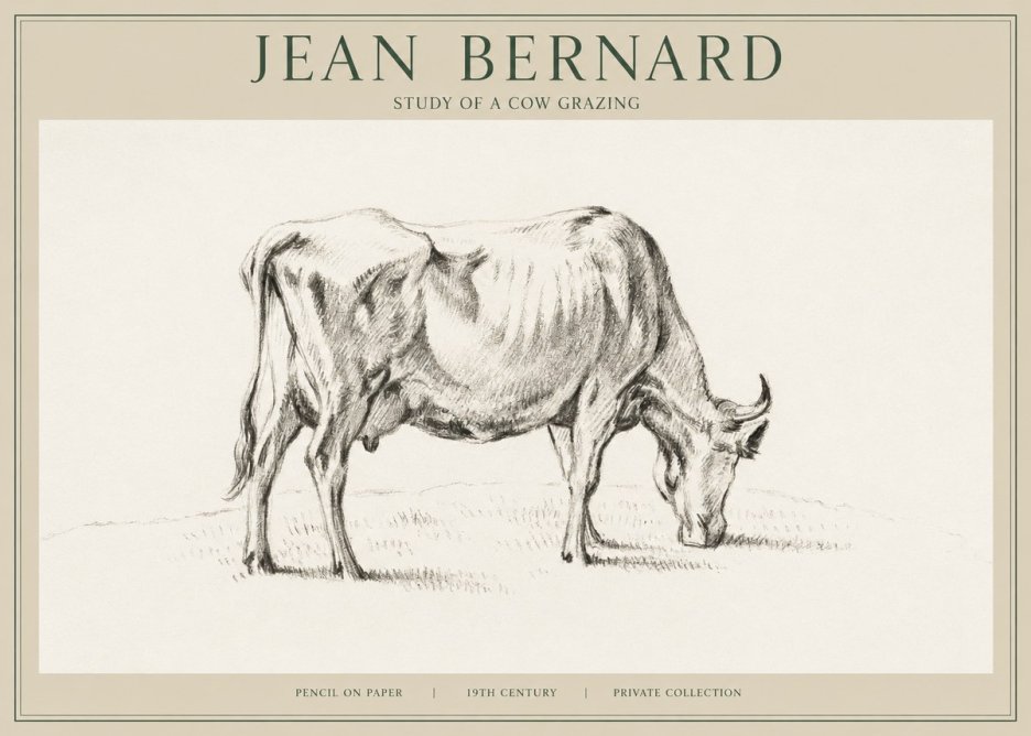 Jean Bernard Study of a Cow Grazing I No1 - Plakat