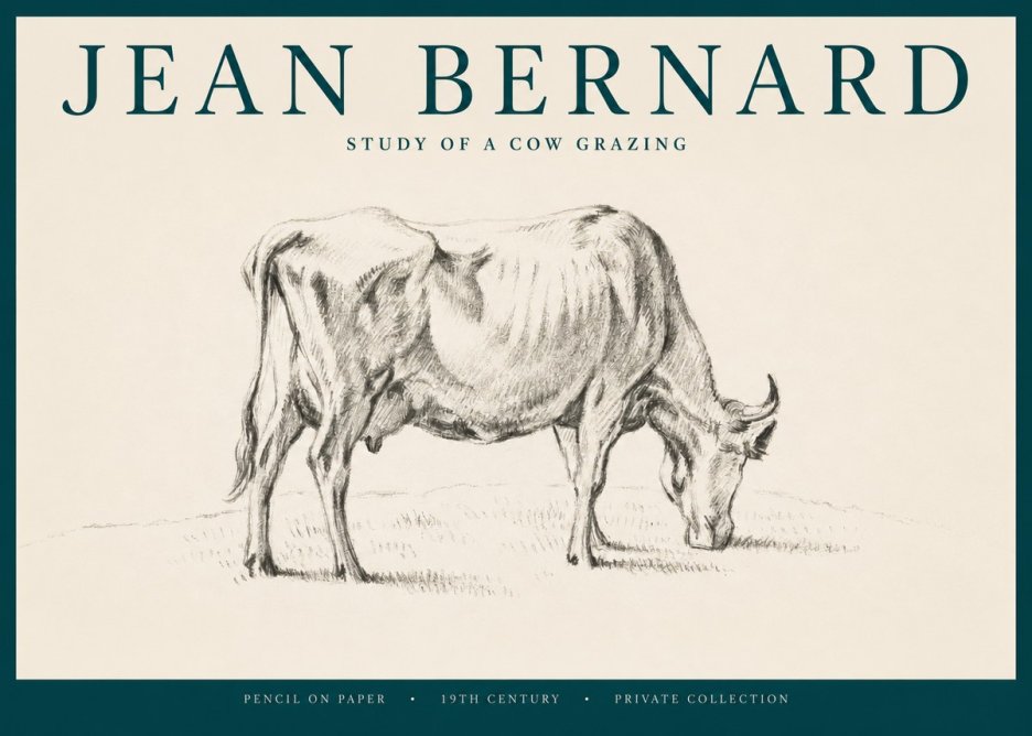 Jean Bernard Study of a Cow Grazing I No2 - Plakat