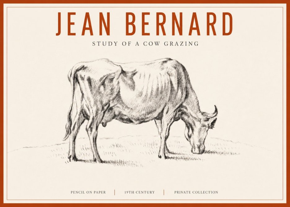 Jean Bernard Study of a Cow Grazing I No3 - Plakat