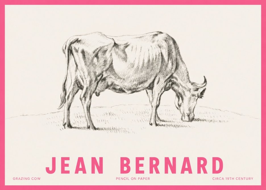 Jean Bernard Study of a Cow Grazing I No6 - Plakat