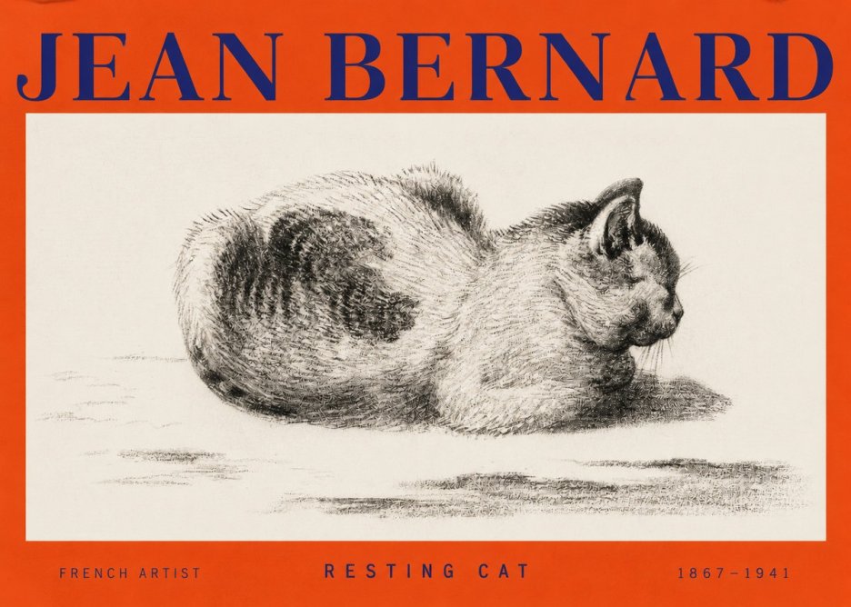Jean Bernard Resting Cat No2 - Plakat