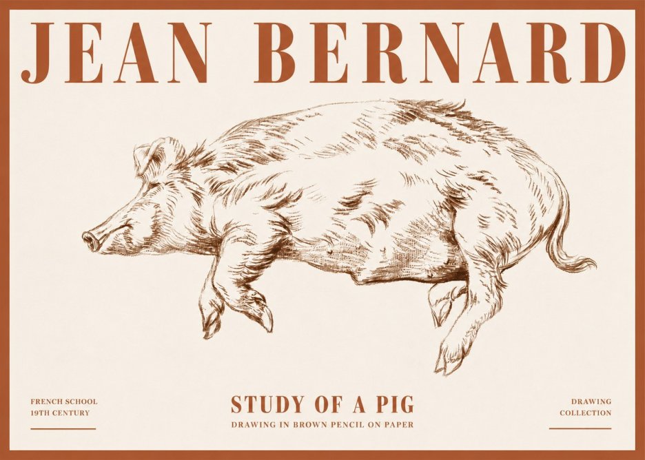 Jean Bernard Study of a Pig II No4 - Plakat