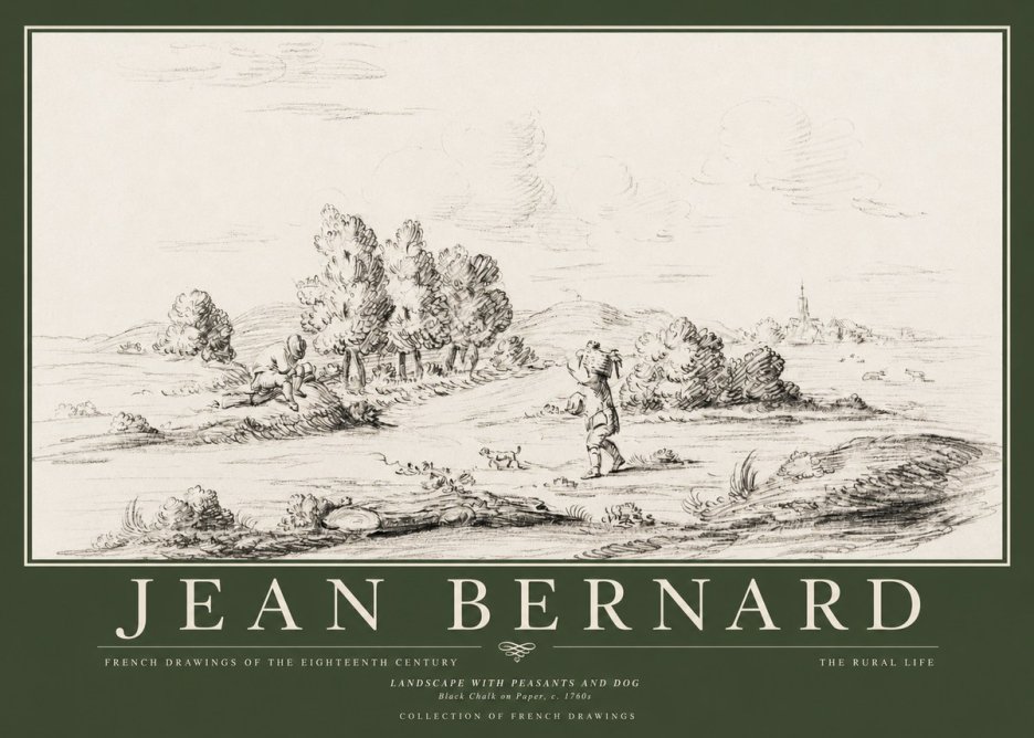 Jean Bernard Landscape with Figures and Distant Village No5 - Plakat