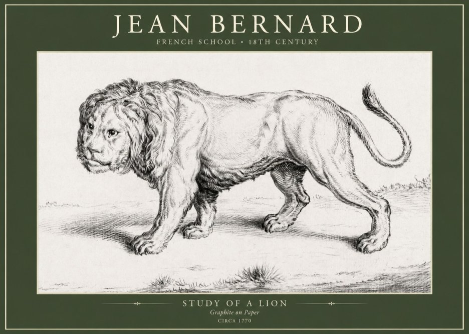 Jean Bernard Study of a Lion II No5 - Plakat