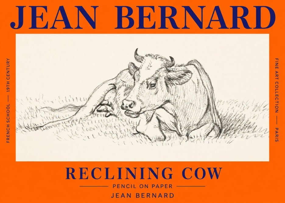 Jean Bernard Reclining Cow III No3 - Plakat