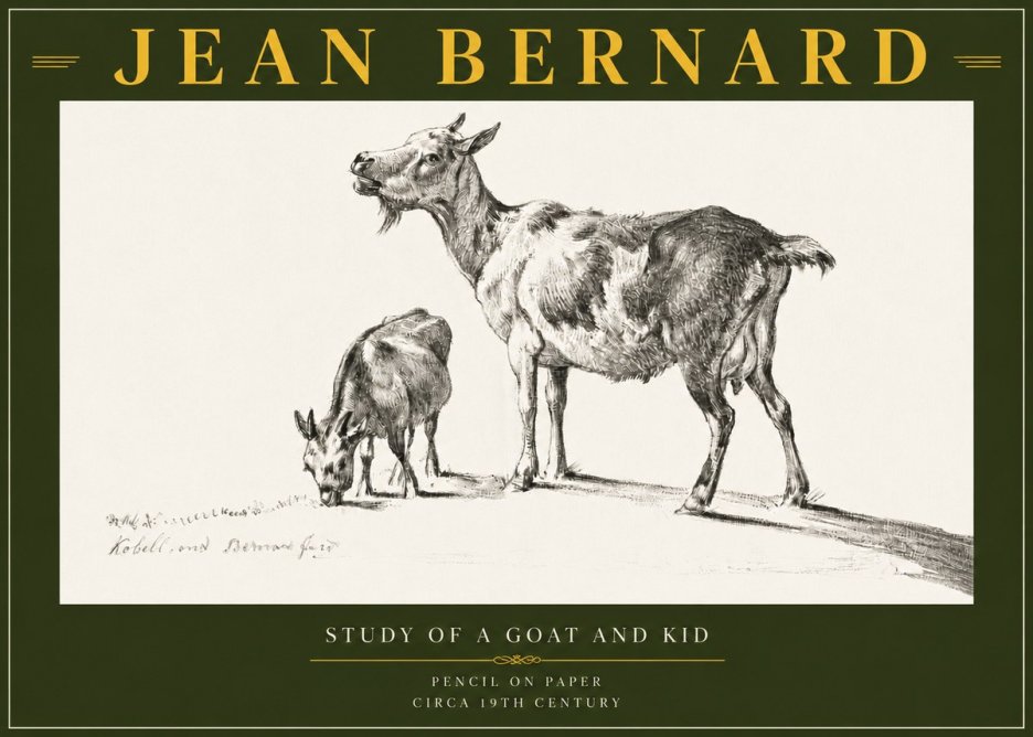 Jean Bernard Study of a Goat and Kid No6 - Plakat
