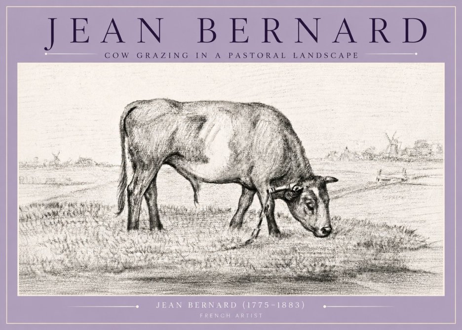 Jean Bernard Cow Grazing in a Pastoral Landscape No4 - Plakat
