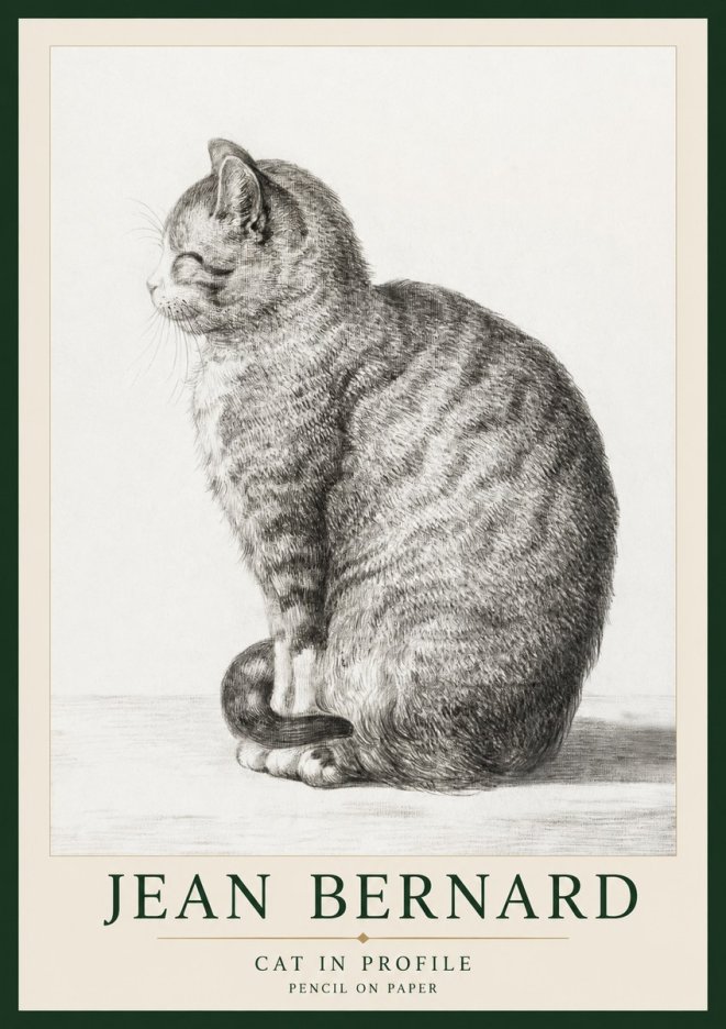 Jean Bernard Cat in Profile No1 - Plakat