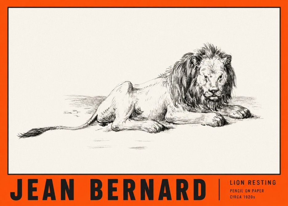 Jean Bernard Lion Resting No2 - Plakat