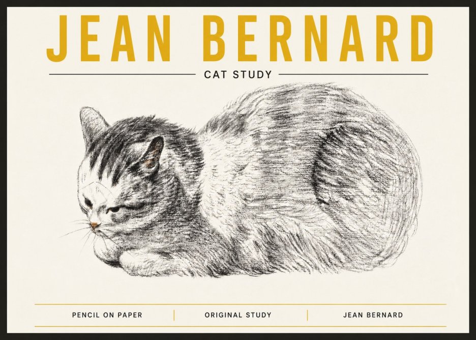 Jean Bernard Cat Study X No6 - Plakat
