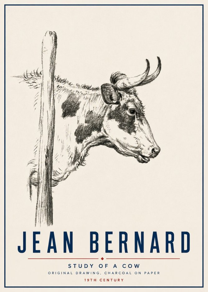 Jean Bernard Study of a Cow XVII No5 - Plakat