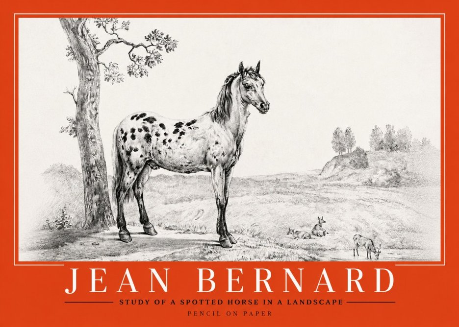 Jean Bernard Study of a Spotted Horse in a Landscape No2 - Plakat