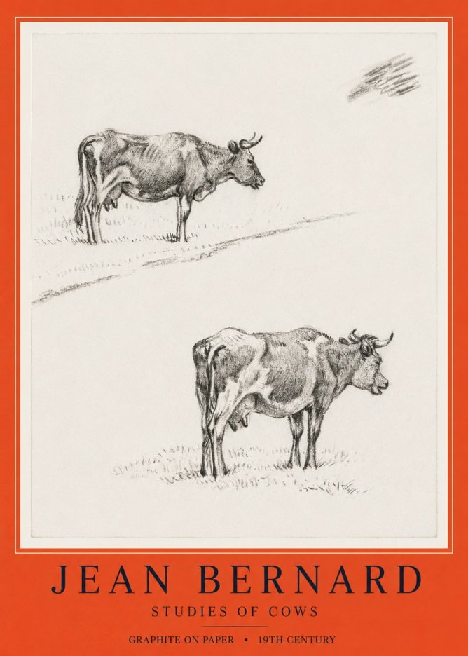 Jean Bernard Studies of Cows III No6 - Plakat