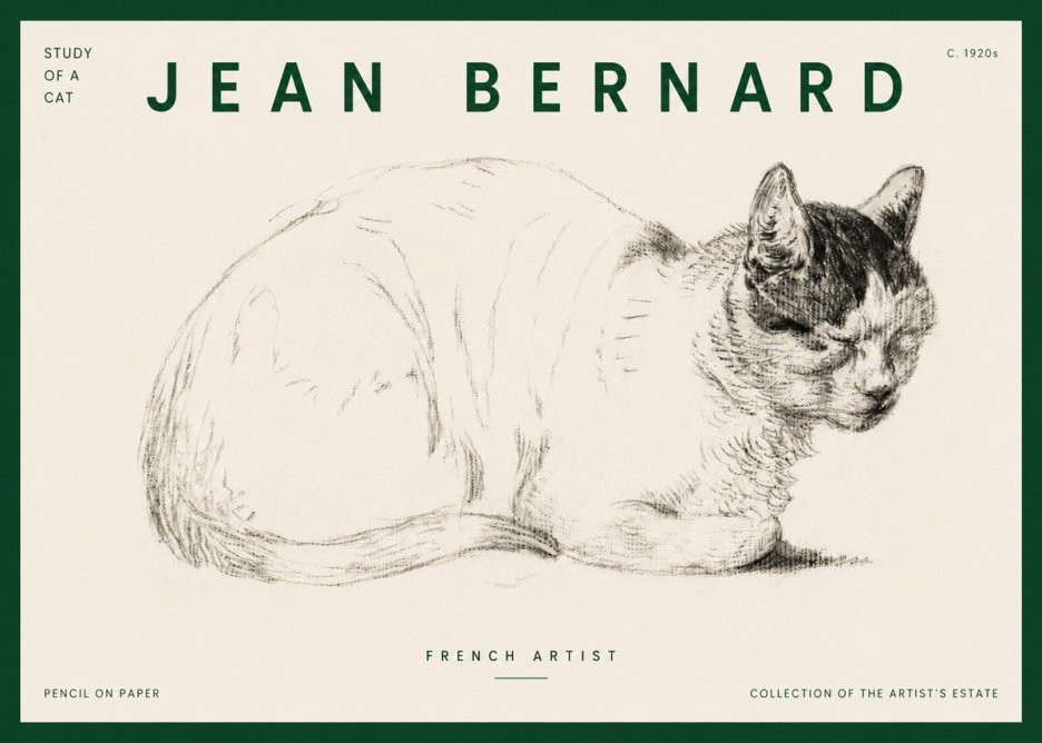 Jean Bernard Study of a Cat III No4 - Plakat