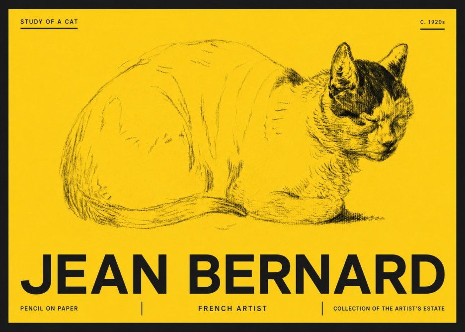 Jean Bernard Study of a Cat III No6 - Plakat