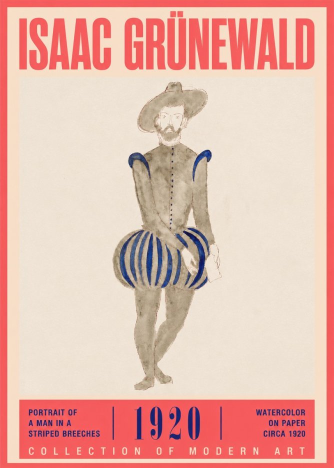 Isaac Grünewald Portrait of a Man in a Striped Breeches No2 - Plakat