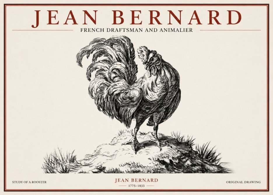 Jean Bernard Study of a Rooster No1 - Plakat