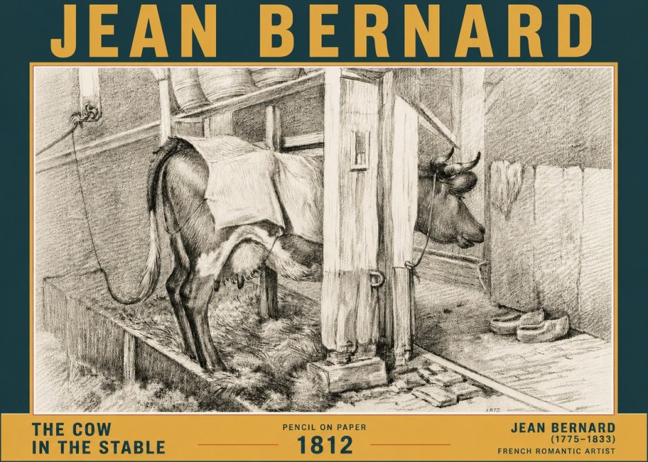 Jean Bernard The Cow in the Stable No6 - Plakat