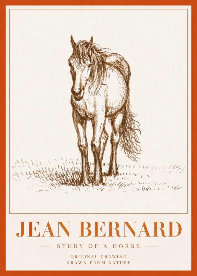 Jean Bernard Study of a Horse XV No5 - Plakat