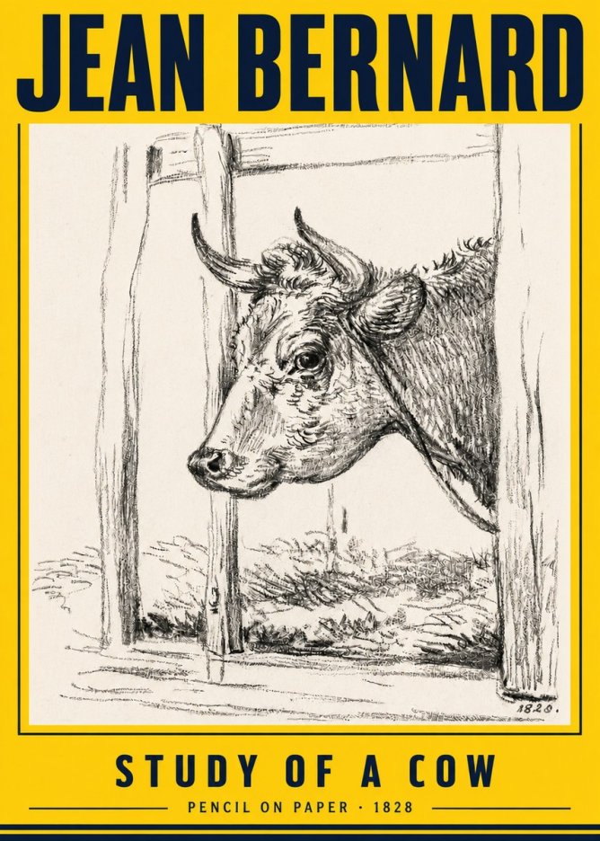 Jean Bernard Study of a Cow XVIII No6 - Plakat