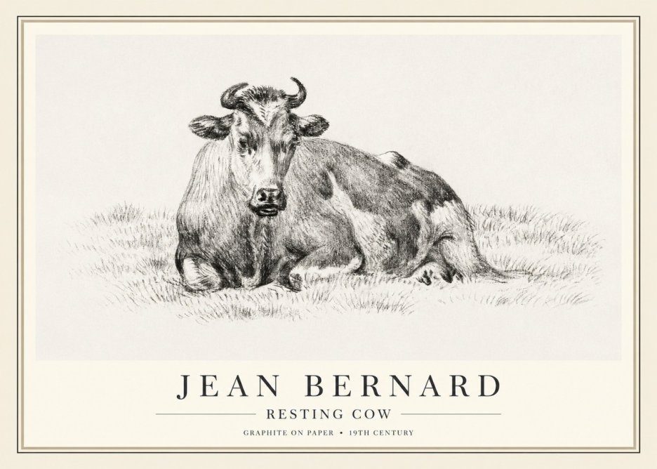 Jean Bernard Resting Cow V No1 - Plakat