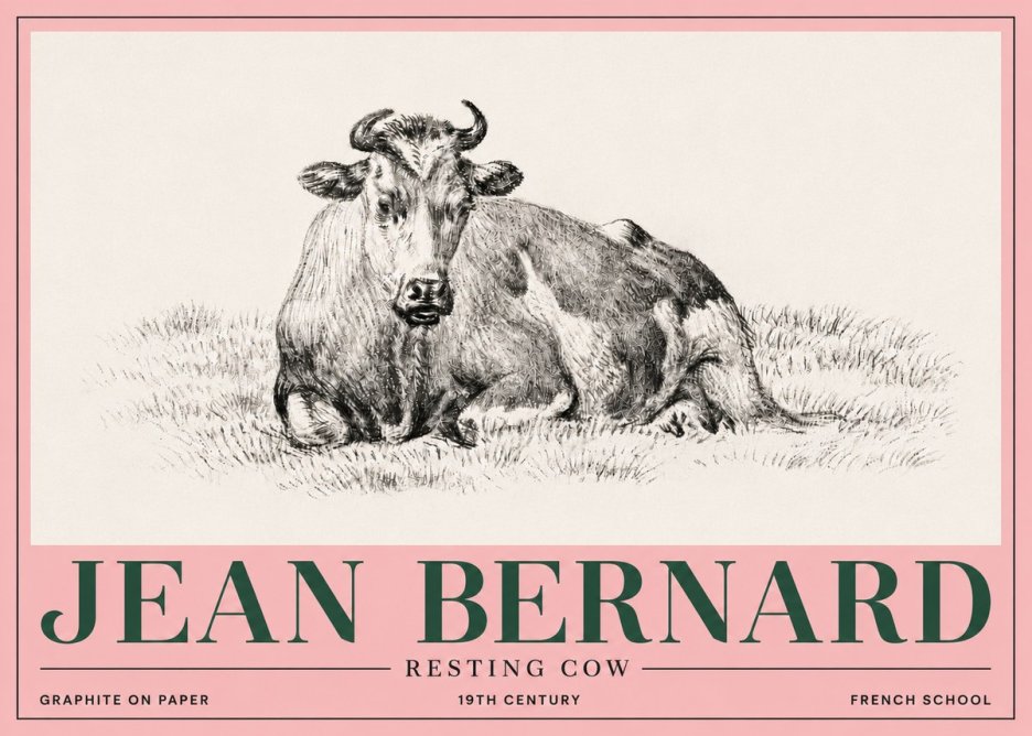 Jean Bernard Resting Cow V No5 - Plakat