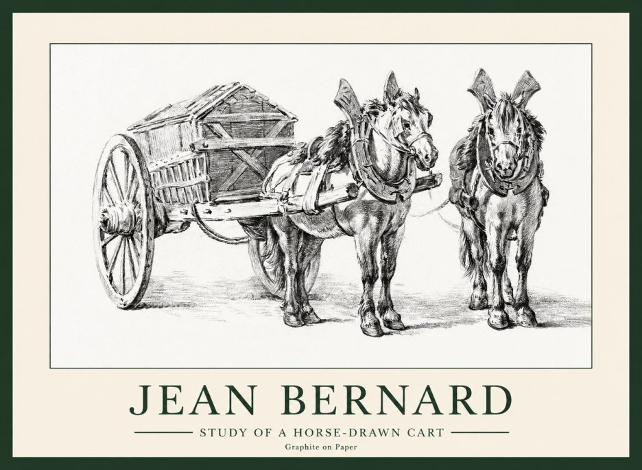 Jean Bernard Horse Team and Cart No2 - Plakat