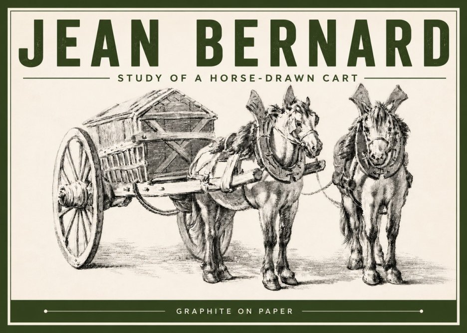 Jean Bernard Horse Team and Cart No6 - Plakat
