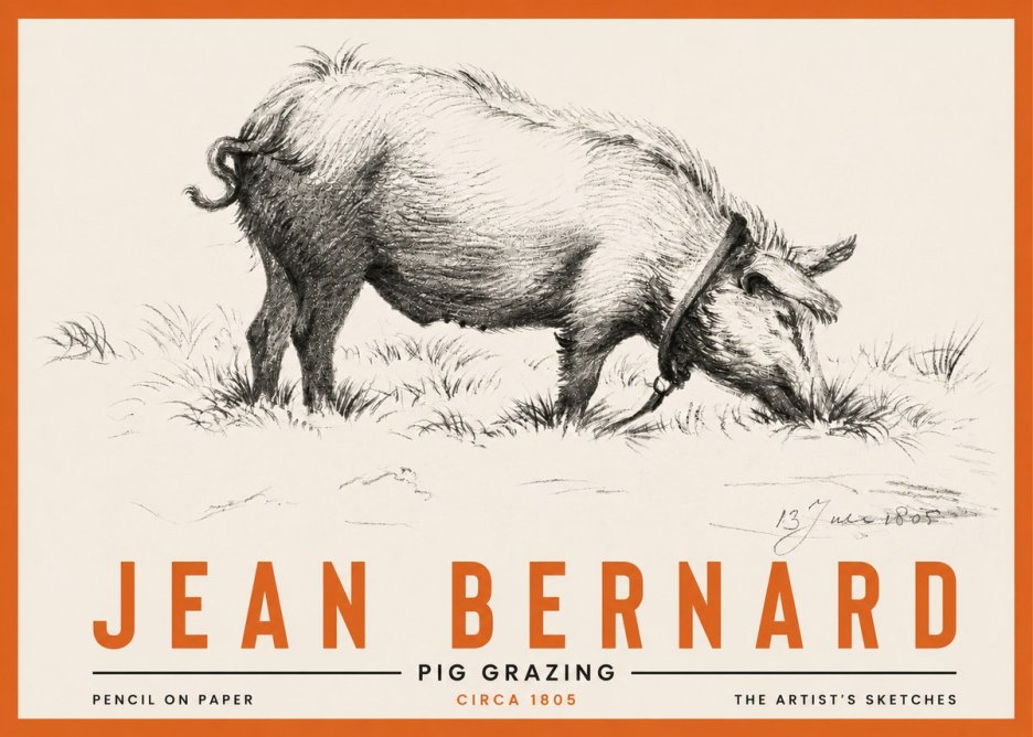 Jean Bernard Pig Grazing No4 - Plakat
