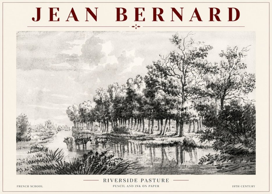 Jean Bernard Riverside Pasture No5 - Plakat