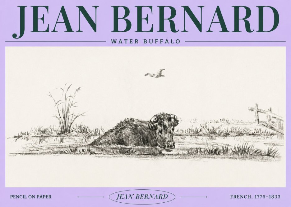 Jean Bernard Study of a Water Buffalo No4 - Plakat