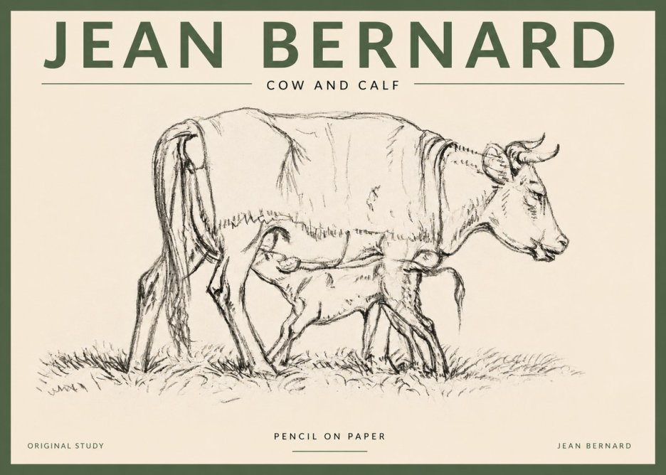 Jean Bernard Cow and Calf II No3 - Plakat
