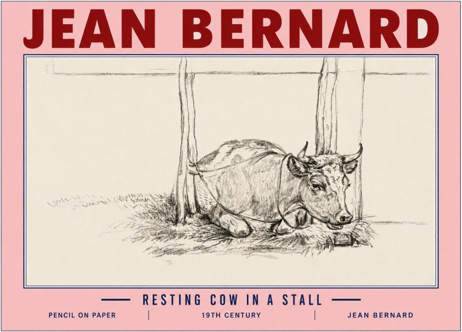 Jean Bernard Resting Cow in a Stall No6 - Plakat
