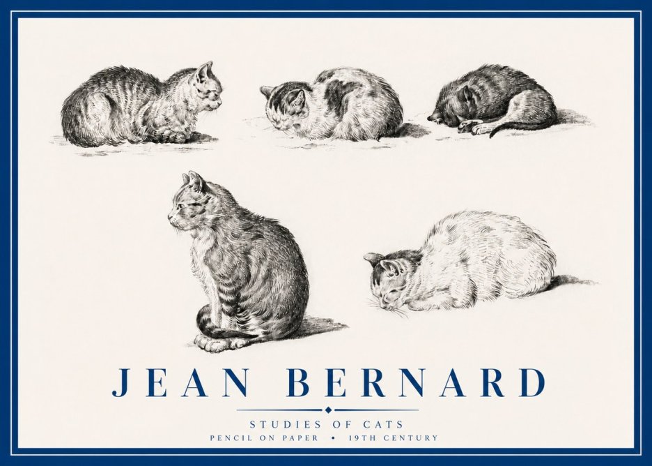 Jean Bernard Studies of Cats No3 - Plakat