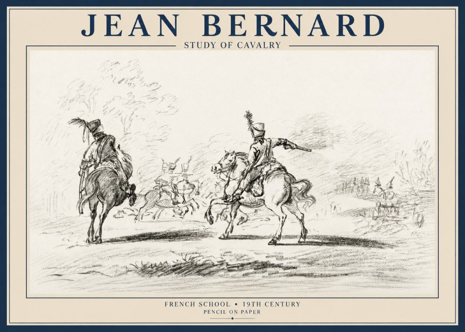 Jean Bernard Study of Cavalry No1 - Plakat