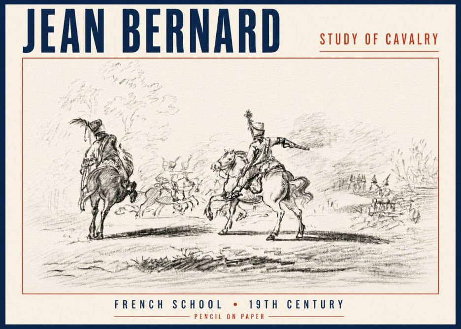 Jean Bernard Study of Cavalry No6 - Plakat