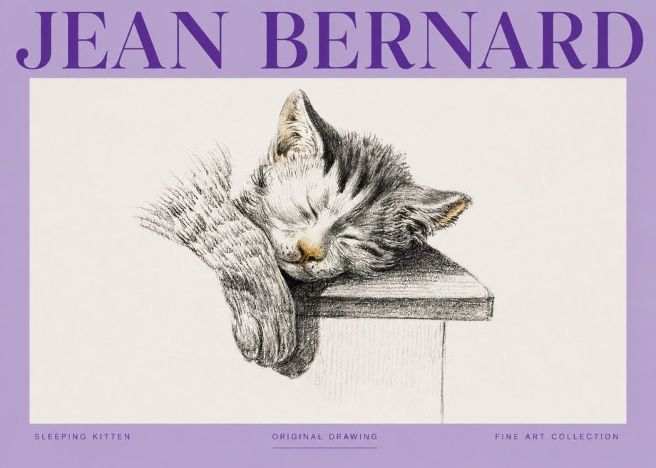 Jean Bernard Sleeping Kitten No3 - Plakat
