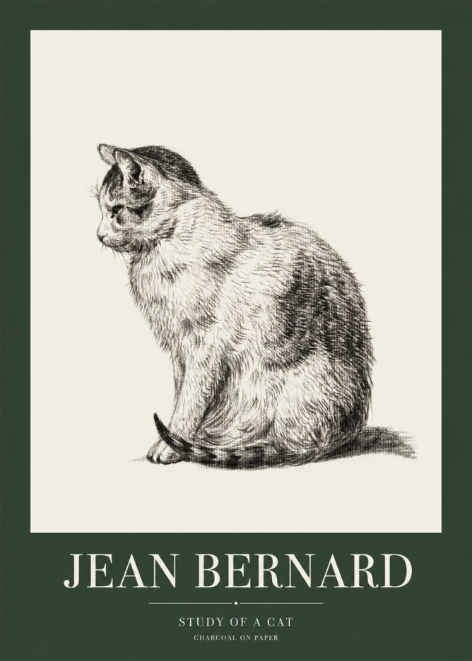Jean Bernard Study of a Cat IV No1 - Plakat