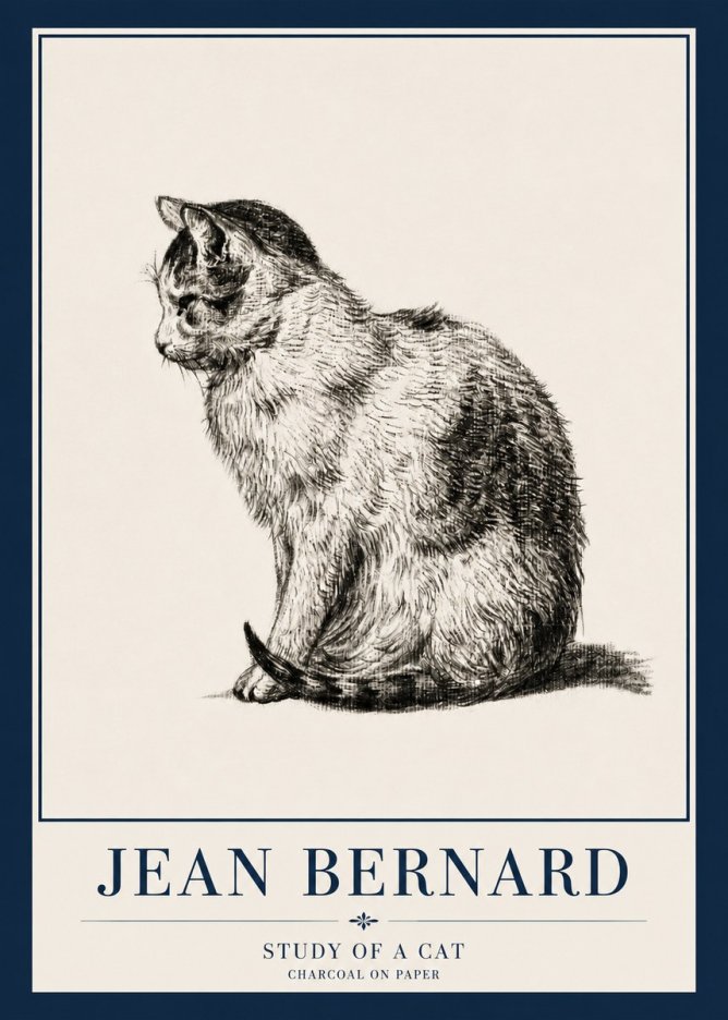 Jean Bernard Study of a Cat IV No3 - Plakat