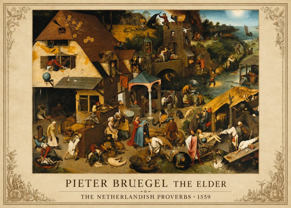 Pieter Bruegel The Netherlandish Proverbs I No1 - Plakat