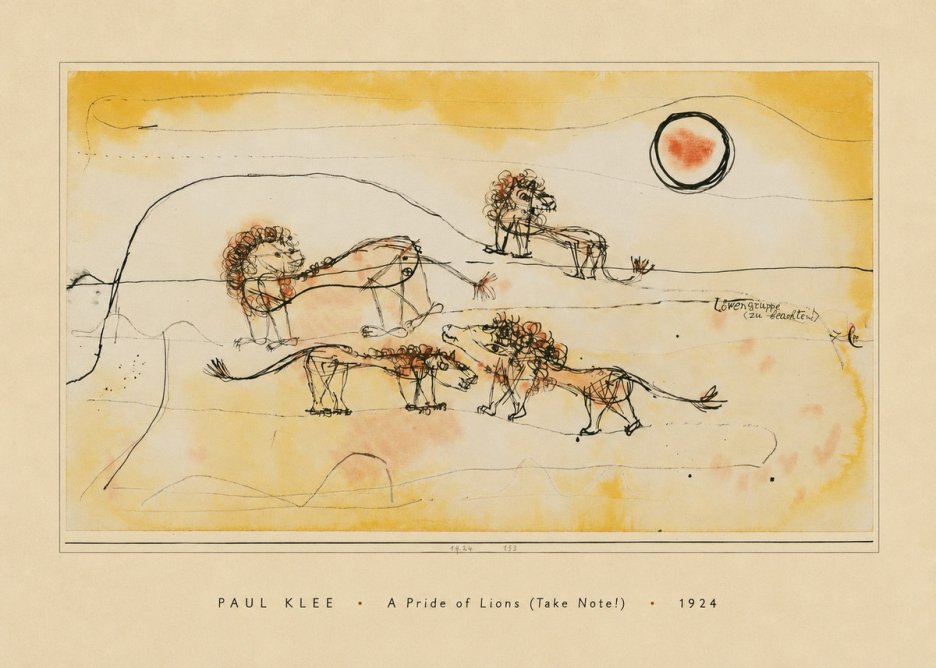 Paul Klee A Pride of Lions (Take Note!) No6 - Plakat