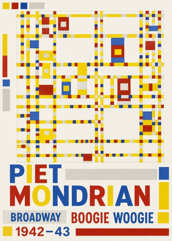 Piet Mondrian Broadway Boogie Woogie No5 - Plakat