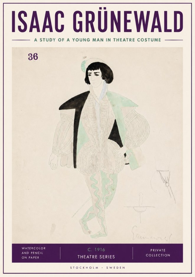 Isaac Grünewald A Study of a Young Man in Theatre Costume No3 - Plakat