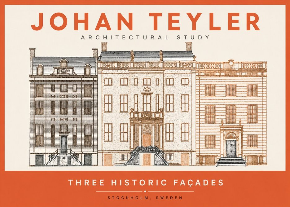 Johan Teyler Architectural Study - Three Historic Façades No2 - Plakat