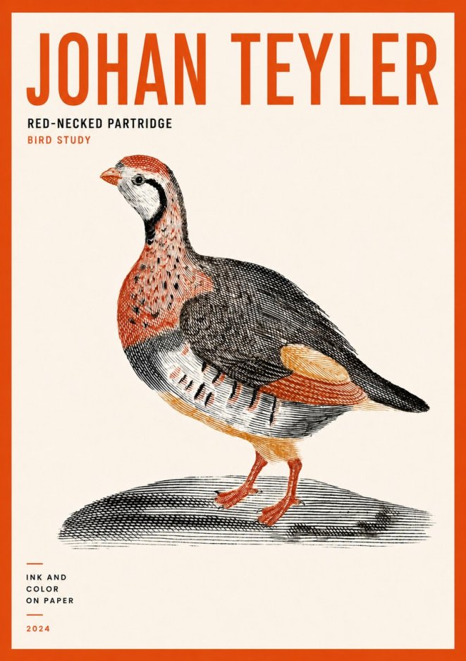 Johan Teyler Red-necked Partridge No5 - Plakat