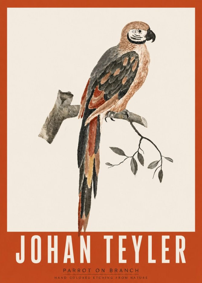 Johan Teyler Parrot on Branch No2 - Plakat