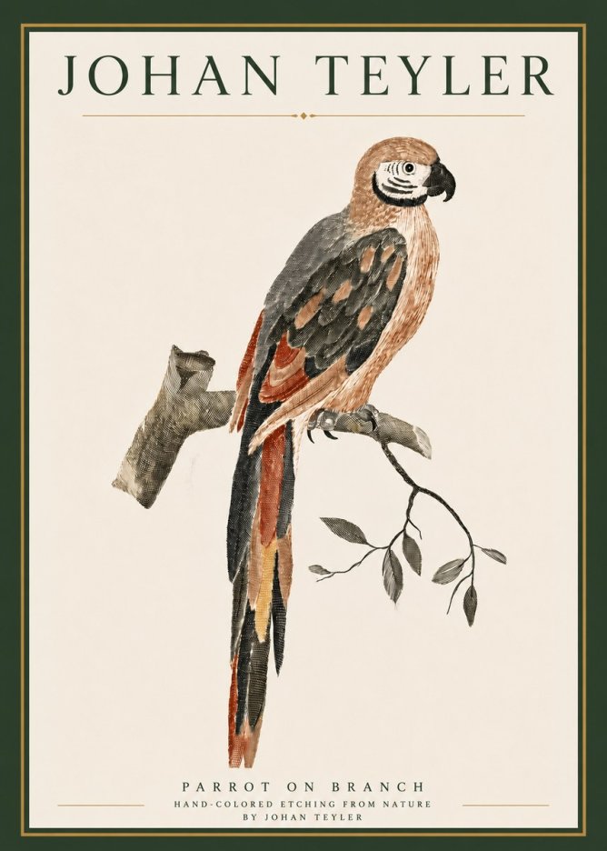 Johan Teyler Parrot on Branch No4 - Plakat