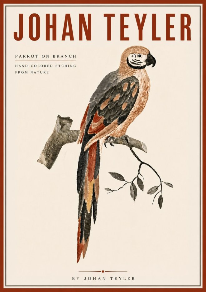 Johan Teyler Parrot on Branch No6 - Plakat